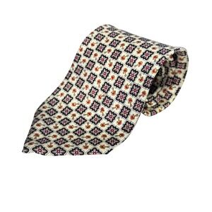 Stefani Made in Italy by Peter‎ Silk Necktie Cream Red Black Patterned Mens